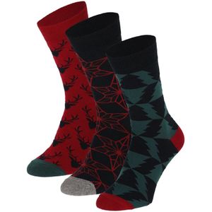 Apollo - Heren Kerstsokken - Giftbox 3-Pack - 3-paar - Subtiele Kerstprint