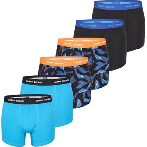 Happy Shorts - Boxershorts - Blauw/Zwart - 6-pack