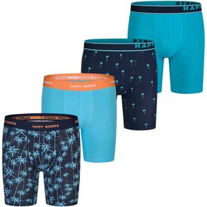 Happy Shorts - Boxershorts - Blauw - 4-Pack - Lange Pijpen