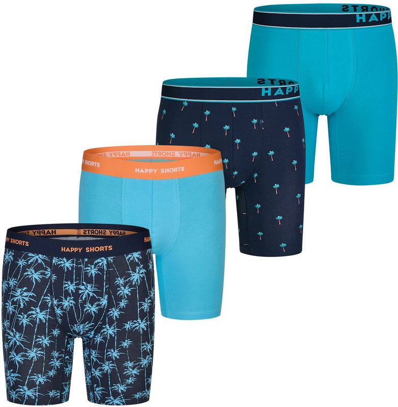 Happy Shorts - 3-Pack - Boxershorts - Blauw/Groen/Oranje - 95% Katoen, 5% Elastaan