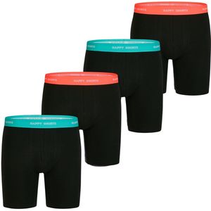 Happy Shorts - Boxershorts - Zwart - 4-Pack - Lange Pijpen