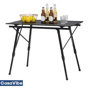 CasaVibe Vouwtafel - Inklapbare tafel - Opvouwbare Tuintafel - Klaptafel - Campingtafel - Tafel buiten - Zwart