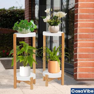 Plantenrekken – Set van Twee Plantenrekken - Plantentafel – Plantenstandaard / Plantenhouder – Voor Binnen en Buiten - Bamboe