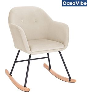 CasaVibe Schommelstoel binnen - Schommelstoel volwassene - ideaal voor woonkamer of babykamer - Creme kleur