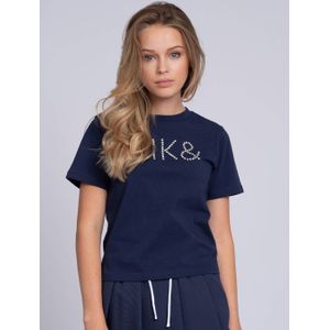 Nik en Nik - Bella - T-shirt - Indigo Blue - Katoen - NIK&NIK-logo met Strass-steentjes