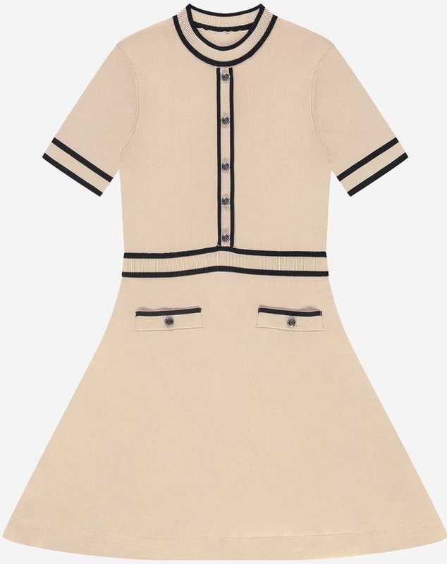 NIK&NIK - A-lijn Jurk - Korte Mouwen - Ronde Hals - Contrasterende Bies