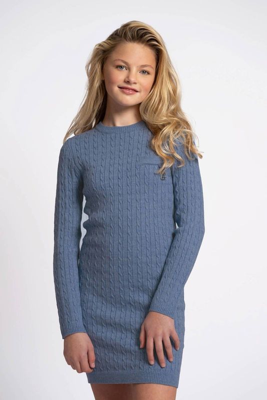 NIK&NIK - A-lijn Jurk - Blauw - Grof Gebreid