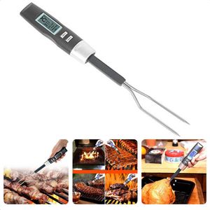 Cheqo® Digitale Voedselthermometer - Vleesthermometer - Barbecue Vork - Oventhermometer - Kernthermometer Vorkmodel - Meten Temperatuur Vlees - BBQ - Digitale Display - 2x AAA Batterijen - 35cm Lengte