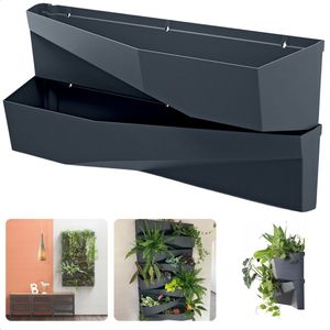 Cheqo® Luxe Verticale Tuin met 2 Plantenbakken - Plantenmuur - 78 x 19 cm - H35 cm - Cascade Bloembak met Waterreservoir - Kunststof - Antraciet