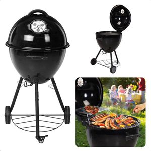 Cheqo® Luxe Houtskool BBQ - Houtskoolbarbecue - Barbecue - Ø48cm - Grill-oppervlak 44.5cm - Voorraadrek - Verrijdbaar - Ventilatierooster - Hoogte 93cm - Gewicht 8.4kg