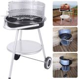 Cheqo® Luxe Houtskoolbarbecue - Barbecue - BBQ Verrijdbaar - 4 Kookhoogtes - Grillrooster ø42.5 cm - Met Windscherm - 2 Grillhandvaten - 4.2 kg