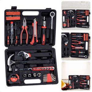 53-delige Gereedschapset - Gereedschap Set - Klauwhamer, Afbreekmes, Spanningszoeker, Combinatietang, Ratel, Bits, Rolbandmaat, Doppen, Stiftsleutel - 30 x 22 x 7 cm Gereedschapskoffer