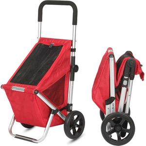 Cheqo® Boodschappentrolley met Wielen - Boodschappenkar - Trolley - Uitneembare Tas - Afneembare Boodschappentas - 48 Liter - 50x45x100cm - Rood