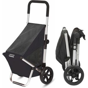 Cheqo® Boodschappentrolley met Wielen - Boodschappenkar - Trolley - Uitneembare Tas - Afneembare Boodschappentas - 48 Liter - 50x45x100cm - Zwart