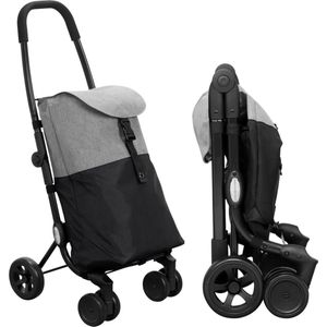 Boodschappentrolley met Wielen - Boodschappenkar - Trolley - Uitneembare Tas - Afneembare Boodschappentas - 43.5 Liter - 43x50x103cm - Grijs Zwart