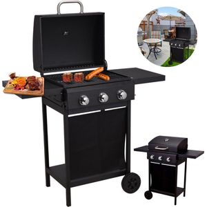 Cheqo® Gas Barbecue met Branders - BQQ - 106 x 53 x H102 cm - Buitenkeuken Verrijdbaar - 2 Zijtafels - Thermometer - Gepoedercoat Metaal - 14.7 kg - Zonder Slang & Drukregelaar