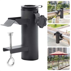 Cheqo® Praktische Parasolhouder - Parasolklem - Houder voor Parasol - Railing - Speciaal Ontworpen voor Balkon - Geen Parasolvoet Nodig - 2 Opvulringen voor Stokdiameter 38mm - Max. Spijldikte 60-70mm - Metaal