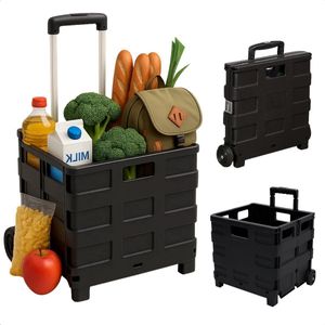 Packaway 50L XL boodschappentrolley zwart met trapwielen – robuust