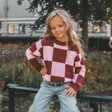 Check - Oversized Sweater - Paars/Roze - 100% Katoen