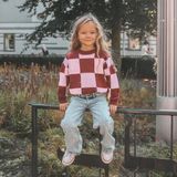 Check - Oversized Sweater - Paars/Roze - 100% Katoen