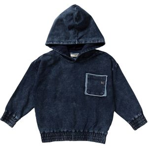 Knitted Denim - Boxy Hoodie - Trui - Blauw - 95% Katoen, 5% Elastaan