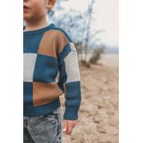 Your Wishes - Check Knit Chunky Sweater - Bruin en Blauw - Gebreide Trui