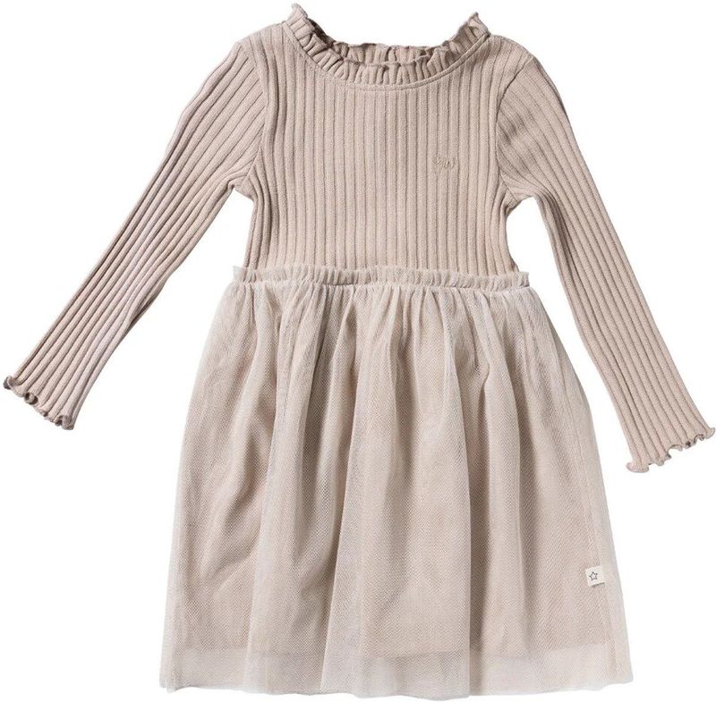 Your wishes winter jurk meisjes - grijs - rib, gebreid