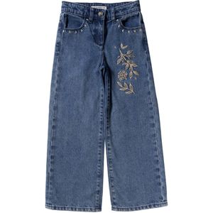 Your Wishes - Enthic Flower Wide Leg Jeans - Donkerblauw - Broek