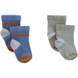 Your Wishes - Newborn Collectie - Babysokjes - Groen met Streepjes en Blauw met Bruine Vlakken - 2-pack