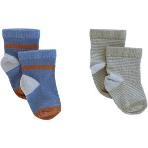 Your Wishes - Newborn Collectie - Babysokjes - Groen met Streepjes en Blauw met Bruine Vlakken - 2-pack