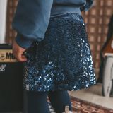 Your Wishes - Sequin Velvet Skirt - Donkerblauw - Plooirok