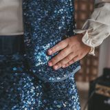 Your Wishes - Sequin Velvet Gilet - Donkerblauw