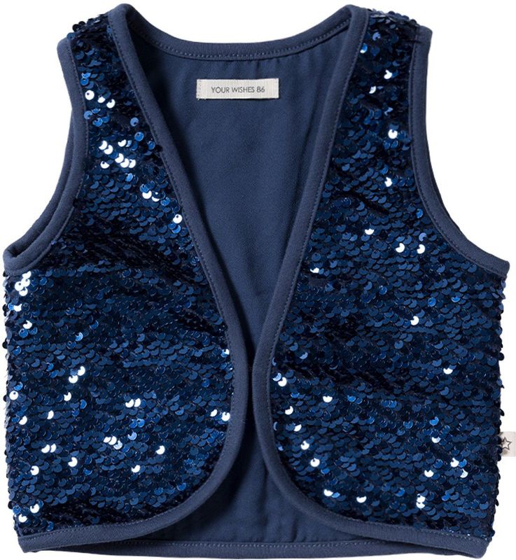 Your Wishes - Sequin Velvet Gilet - Donkerblauw