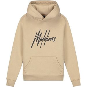 Malelions Hoodie signature gestreept - Licht bruin / Navy blauw