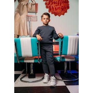 Malelions jongens sweater Striped Signature Dark Grey Ice Blue