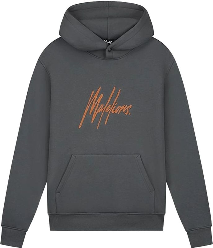 Malelions - Striped Signature Hoodie - Grijs - 70% Katoen / 30% Polyester