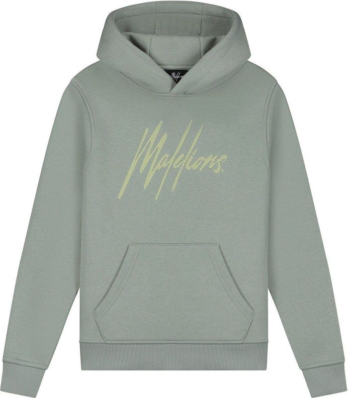 Malelions - Striped Signature Hoodie - Groen - Voor Kinderen