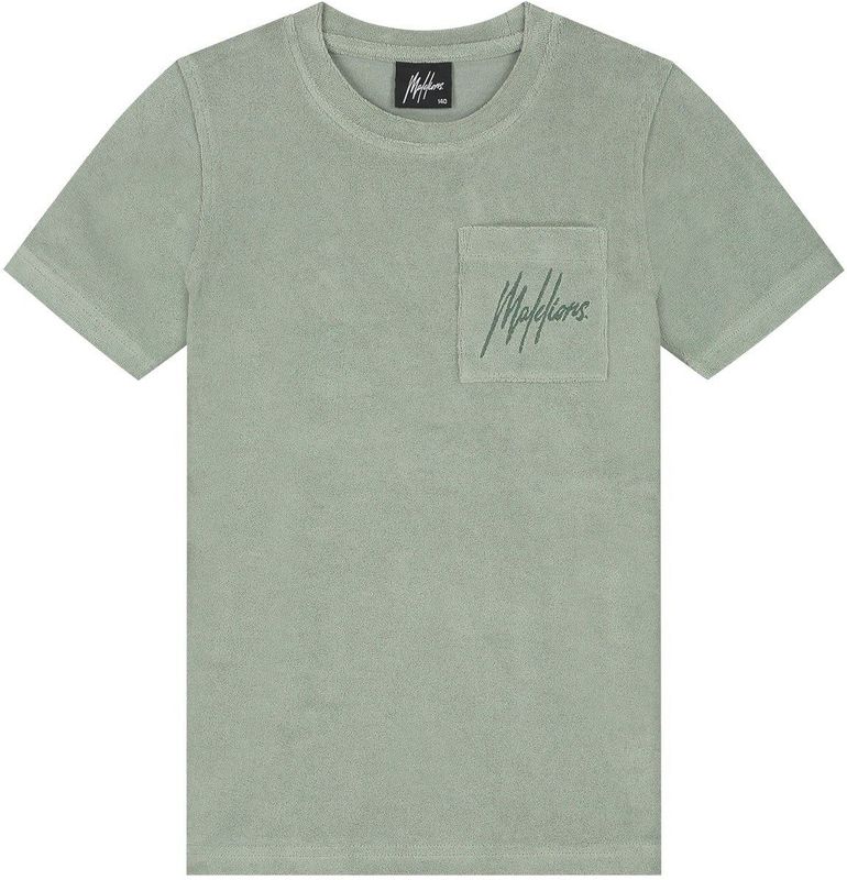 Malelions - Junior Signature Towelling T-Shirt - Agave Green - 77% Katoen / 23% Polyester