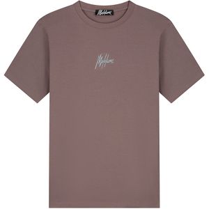 Malelions - Striped Signature T-shirt - Bruin - Katoen