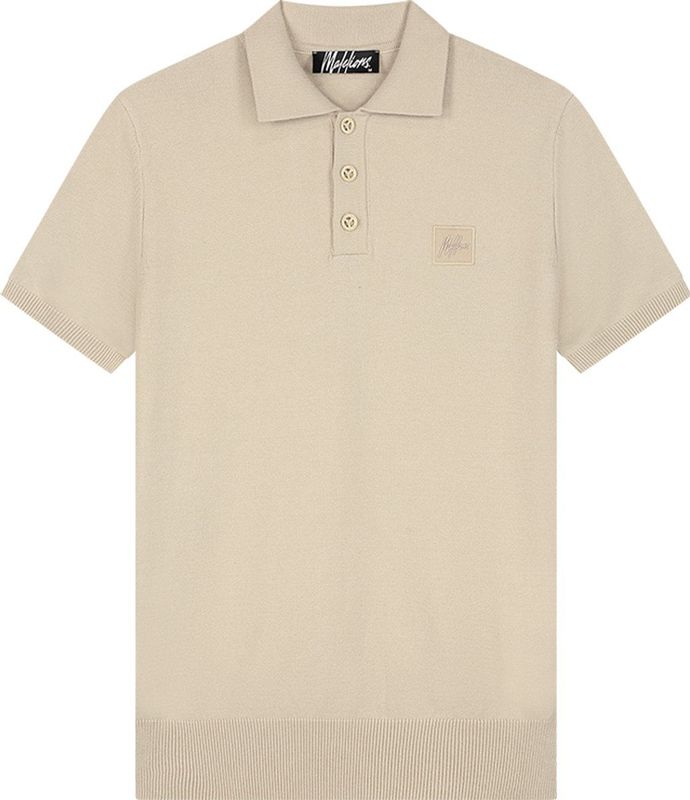 Malelions - Knitted Patch Polo - Poloshirt - Beige - Korte Mouwen
