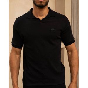 Malelions - Knitted Signature Patch Polo - Zwart - Poloshirt
