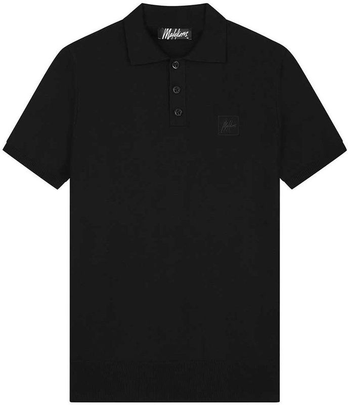Malelions Knitted Patch Polo - Black