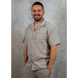 Malelions - Seersucker Shirt - Taupe - 100% Polyester