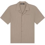 Malelions - Seersucker Shirt - Taupe - 100% Polyester