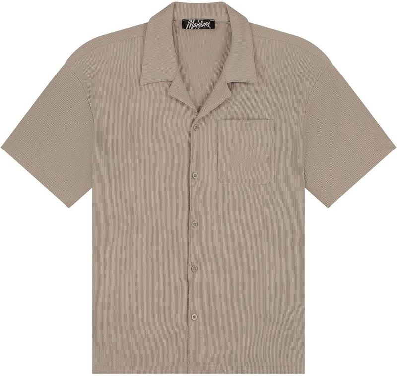Malelions - Seersucker Shirt - Taupe - 100% Polyester