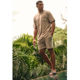 Malelions T-shirt Taupe met Ronde Hals en Korte Mouwen