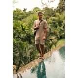 Malelions T-shirt Taupe met Ronde Hals en Korte Mouwen