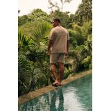 Malelions T-shirt Taupe met Ronde Hals en Korte Mouwen