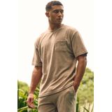 Malelions T-shirt Taupe met Ronde Hals en Korte Mouwen