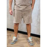 Malelions - Signature Towelling Shorts - Taupe - Korte Broek